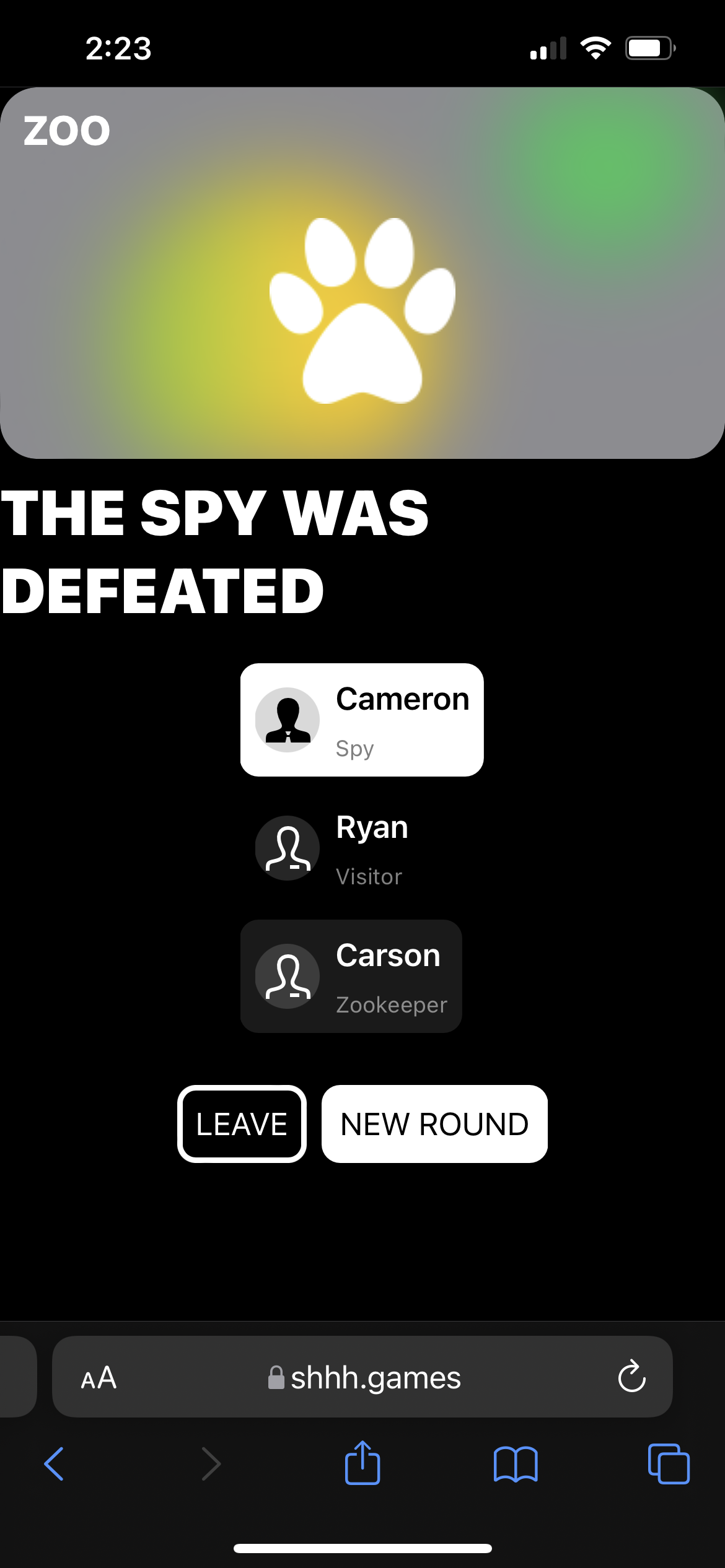 The spy was defeated (from the web)!